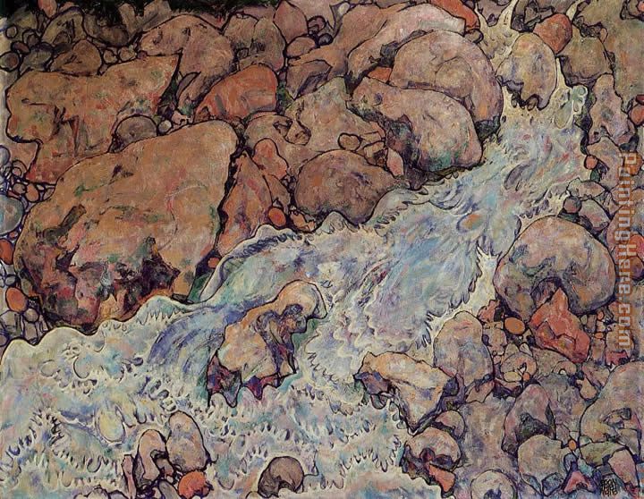 Mountain Torrent painting - Egon Schiele Mountain Torrent art painting